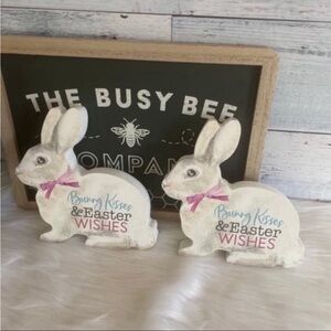 Easter Wishes Wood Bunny Sign Set Of 2